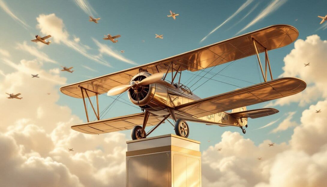 A vintage airplane displayed at the Hiller Aviation Museum.